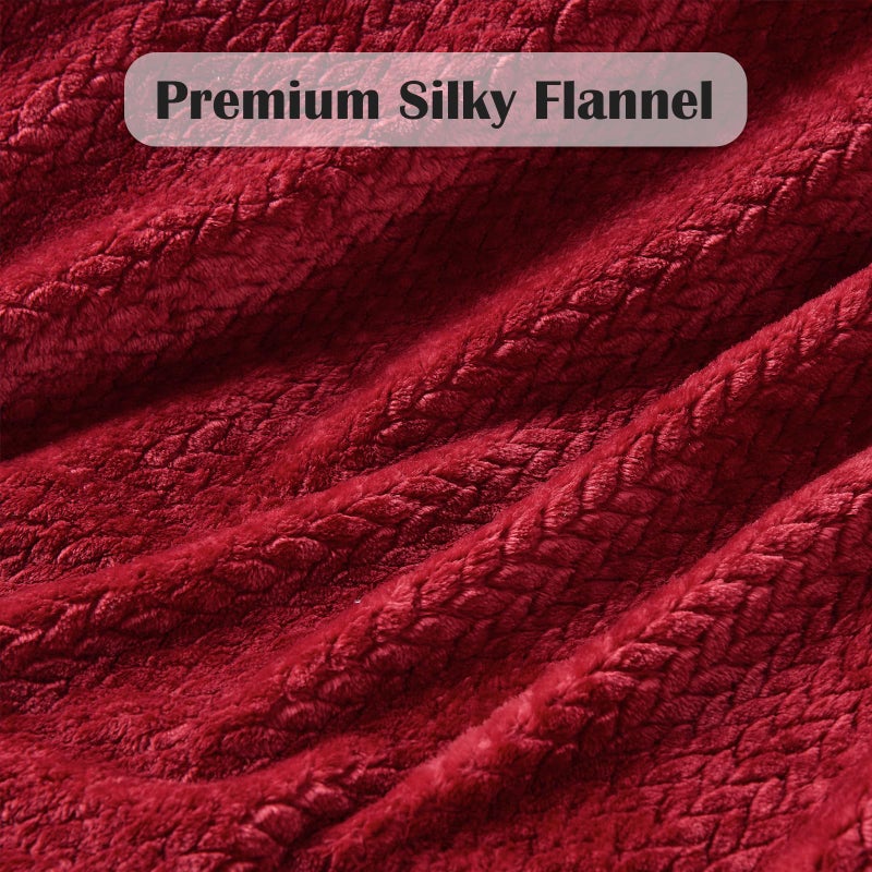 NEWCOSPLAY Super Soft Throw Blanket Red Premium Silky Flannel Fleece Leaves Pattern Lightweight Bed Blanket All Season Use (Red, Throw(50"x60")) - Image 5