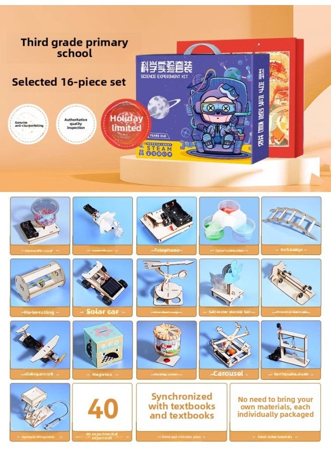Science Experiment Suit Gift Box For Students Kindergarten Diy Handmade Science And Technology Small Production Material Package Children's Puzzle-Color:【gift Bag Style】 Third Grade Primary School 【  - Image 1