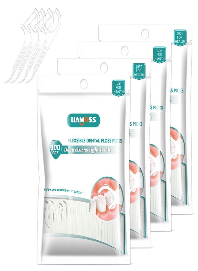 LIAMOSS 400 Count Dental Floss Picks-Tooth Picks Flossers for Adults-LIAMOSS No Break& No Shred Floss Sticks-Family Best Dental Oral Care Set(Pack of 4) - Image 1