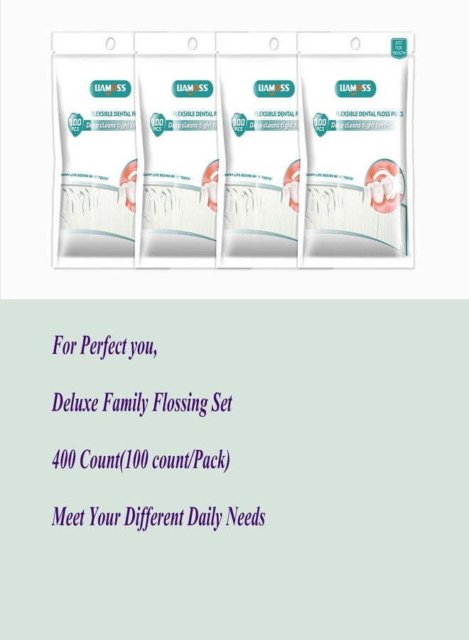 LIAMOSS 400 Count Dental Floss Picks-Tooth Picks Flossers for Adults-LIAMOSS No Break& No Shred Floss Sticks-Family Best Dental Oral Care Set(Pack of 4) - Image 2