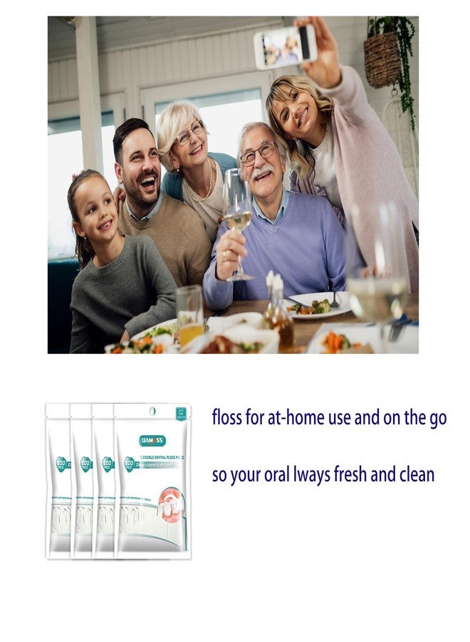 LIAMOSS 400 Count Dental Floss Picks-Tooth Picks Flossers for Adults-LIAMOSS No Break& No Shred Floss Sticks-Family Best Dental Oral Care Set(Pack of 4) - Image 3