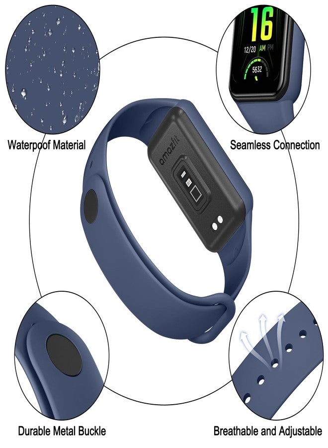 Meliya Bands for Amazfit Band 7 Straps, 4-Pack Soft Silicone Sport Replacement Bracelet Strap for Amazfit Band 7 Fitness & Health Tracker Women Men (Black+Starlight+Navy Blue+Army Green) - Image 2