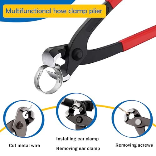 Seept 115Pcs 10-Sizes 304 Stainless Steel Single Ear Hose Clamps with Ear clamp plier 6-28.6mm Crimp Hose Clamps Assortment Kit for Auto/Home Appliance/Pipe/Fuel Line Stepless hose clamp with pincer - Image 4