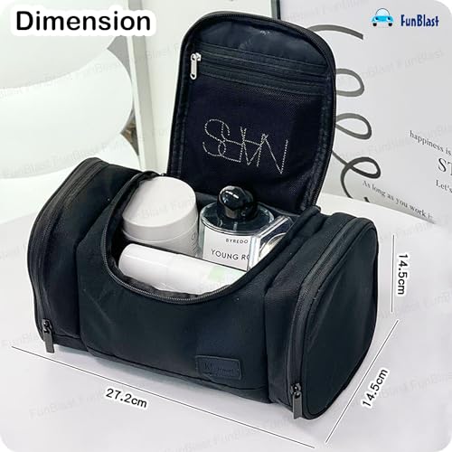 FunBlast Polyester Toiletry Bag For Unisex - Multipurpose Travel Bag With Waterproof Pockets, Mesh Pockets, Shaving Kit Bag, Toiletry Kit, Cosmetics, Gadget, Make Up And Accessories Bag (Black) - Image 3