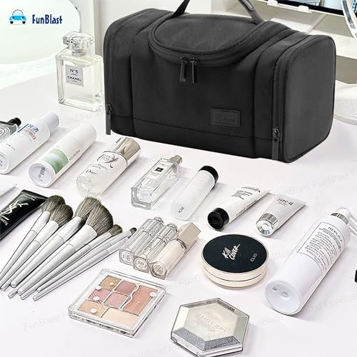 FunBlast Polyester Toiletry Bag For Unisex - Multipurpose Travel Bag With Waterproof Pockets, Mesh Pockets, Shaving Kit Bag, Toiletry Kit, Cosmetics, Gadget, Make Up And Accessories Bag (Black) - Image 2