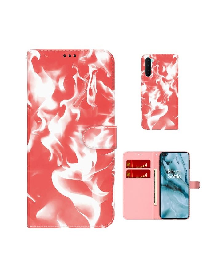 HuHa Case Cover For For OnePlus Nord Cloud Fog Pattern Horizontal Flip Leather Case with Holder & Card Slot & Wallet(Red) 
