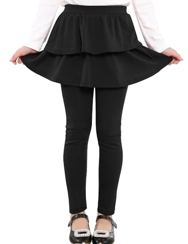 Auranso Girl Footless Leggings with Ruffle Tutu Skirt Pants Black 10-12 Years - Image 1