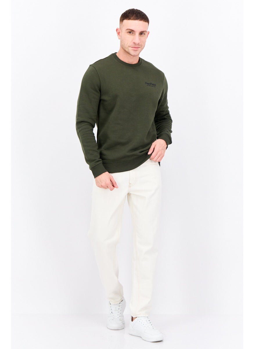 Penfield - Men Crew Neck Brand Logo Long Sleeves Sweatshirt, Dark Olive - Image 1