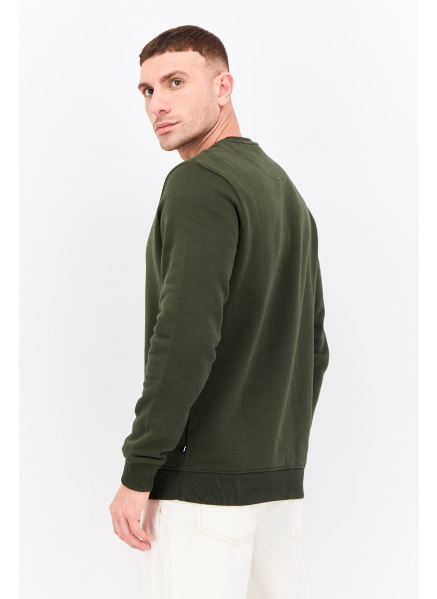 Penfield - Men Crew Neck Brand Logo Long Sleeves Sweatshirt, Dark Olive - Image 1