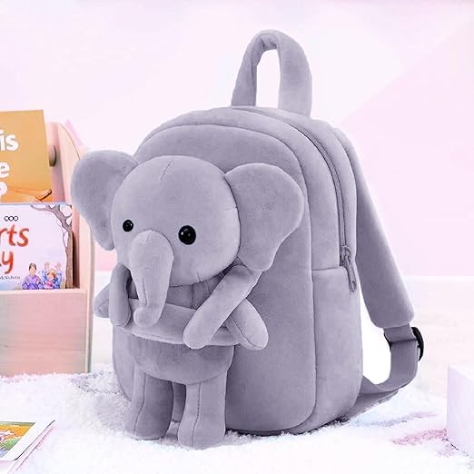 Frantic Kids Soft Animal Cartoon Travelling School Bag Soft Plush Backpacks Boys Girls Baby for 2 to 5 Years Baby/Boys/Girls Nursery(FullBody_GreyElephant) - Image 3