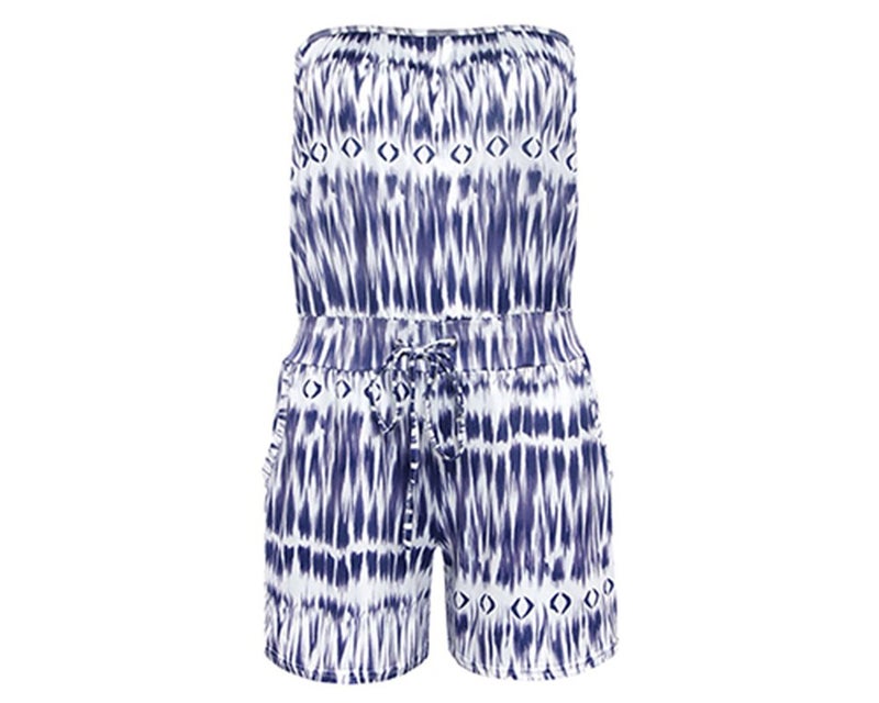 Sumtory Women's Off Shoulder Jumpsuit Short Romper Summer Beachwear,Blue,Small - Image 1