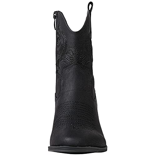GLOBALWIN Women's Black Cowgirl Boots Ankle To Mid Calf Fashion Western Cowboy Boots For Women Chunky Low Heel Size 8.5M - Image 4