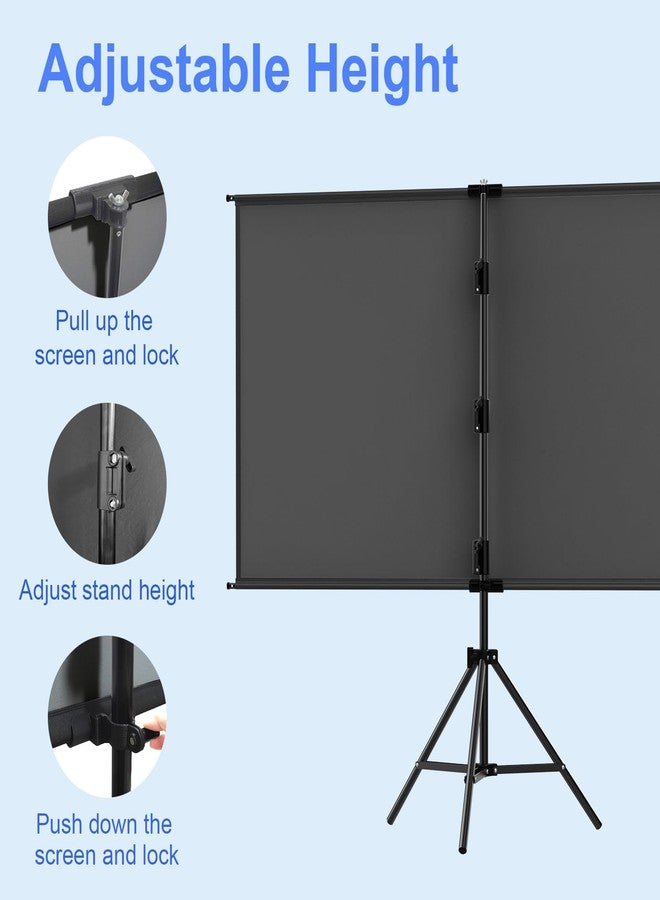 GAINVANE Projector Screen with Stand 100 inch,Indoor Outdoor Projection Screen with Black Backing,16:9 HD Premium Wrinkle-Free Tripod Stand Screen for Projector with Storage Bag - Image 3