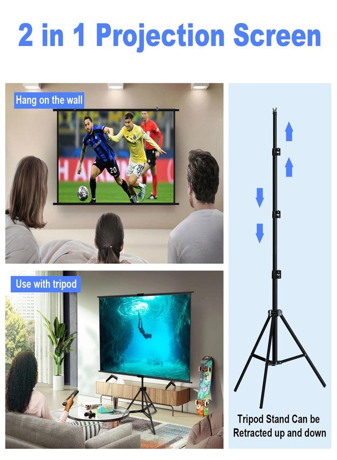 GAINVANE Projector Screen with Stand 100 inch,Indoor Outdoor Projection Screen with Black Backing,16:9 HD Premium Wrinkle-Free Tripod Stand Screen for Projector with Storage Bag - Image 5