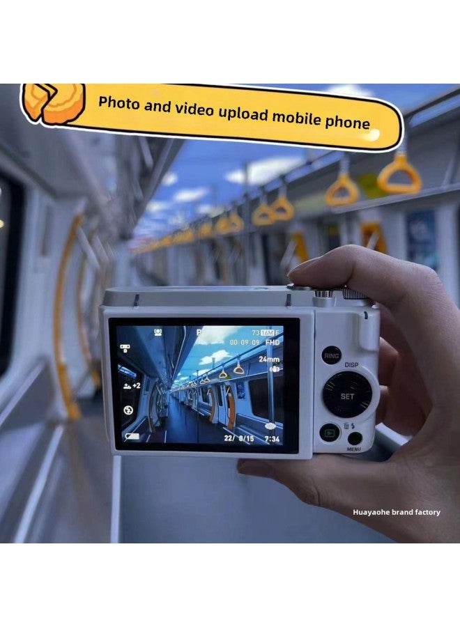 Dual-camera HD Pixel Ccd Digital Camera Self-timer Vlog Small Card Machine Student Campus Introduction To Mobile Phone-Body Color: Xx*6 Milk White - No Memory Card/cannot Be Photographed - Image 2