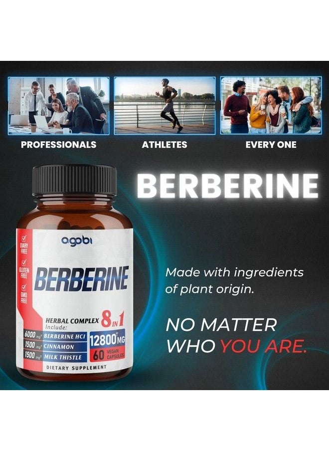 agobi - Berberine Supplement 12800Mg With Ceylon Ashwagandha Turmeric Milk Thistle Elderberry & Black Pepper Supports Immune System Cardiovascular & Gastrointestinal 60 Counts For 2 Months - Image 1