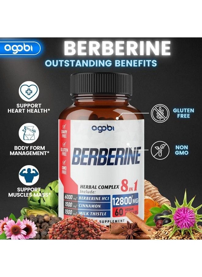 agobi - Berberine Supplement 12800Mg With Ceylon Ashwagandha Turmeric Milk Thistle Elderberry & Black Pepper Supports Immune System Cardiovascular & Gastrointestinal 60 Counts For 2 Months - Image 1