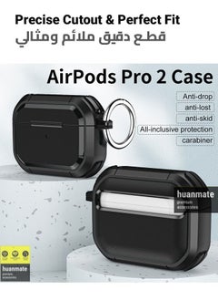 huanmate Stylish Shockproof Protection Case Cover For Apple AirPods Pro 2 (2nd Generation 2022) Black  - Image 2