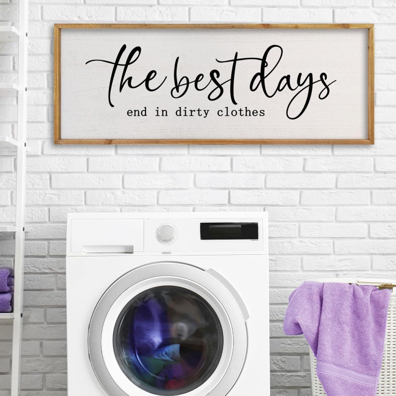 comurdyo Humorous Laundry Room Sign Wall Decor Inspirational Quote 32Ã—12 Inch Motivational Quote for Washroom Rustic Farmhouse Large Funny Wall Hanging Art (Wood) - Image 1