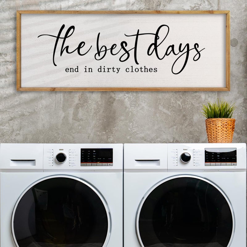 comurdyo Humorous Laundry Room Sign Wall Decor Inspirational Quote 32Ã—12 Inch Motivational Quote for Washroom Rustic Farmhouse Large Funny Wall Hanging Art (Wood) - Image 4