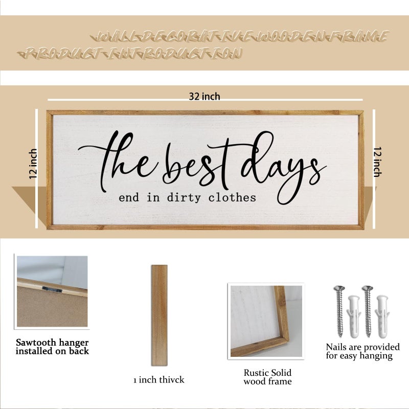 comurdyo Humorous Laundry Room Sign Wall Decor Inspirational Quote 32Ã—12 Inch Motivational Quote for Washroom Rustic Farmhouse Large Funny Wall Hanging Art (Wood) - Image 2