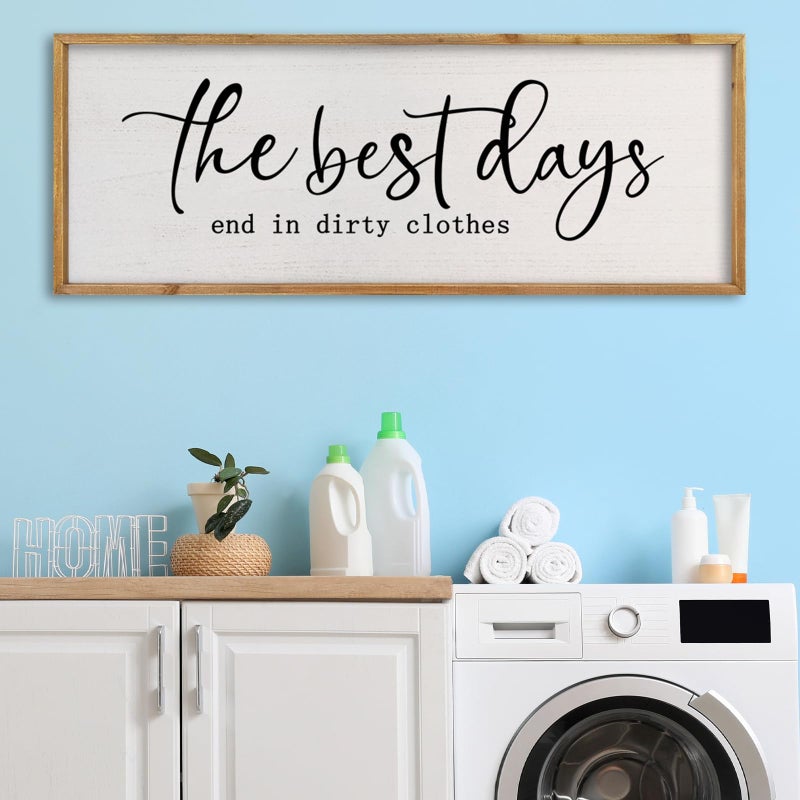 comurdyo Humorous Laundry Room Sign Wall Decor Inspirational Quote 32Ã—12 Inch Motivational Quote for Washroom Rustic Farmhouse Large Funny Wall Hanging Art (Wood) - Image 5