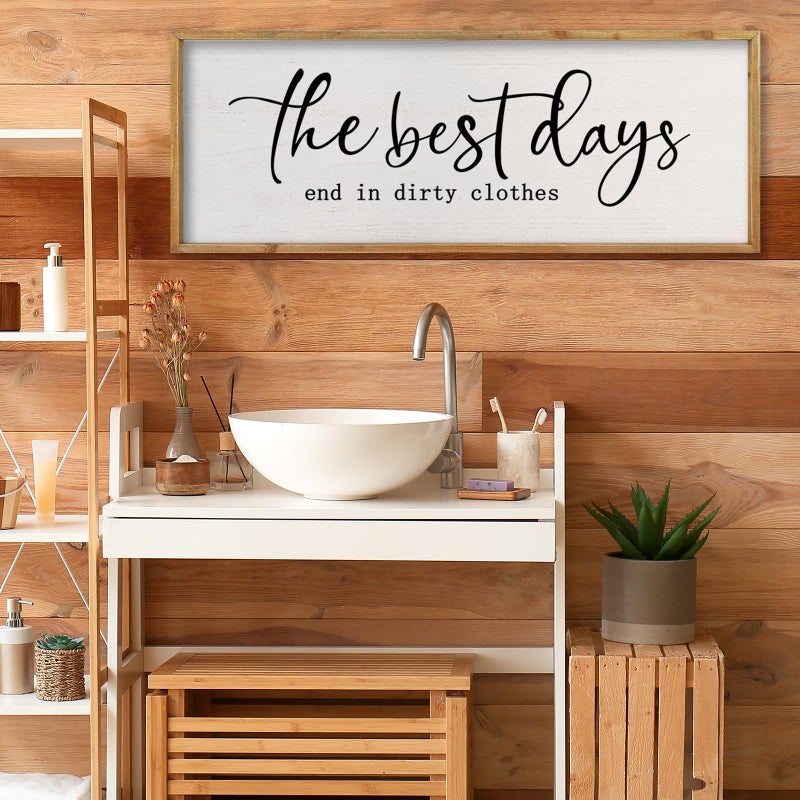 comurdyo Humorous Laundry Room Sign Wall Decor Inspirational Quote 32Ã—12 Inch Motivational Quote for Washroom Rustic Farmhouse Large Funny Wall Hanging Art (Wood) - Image 3