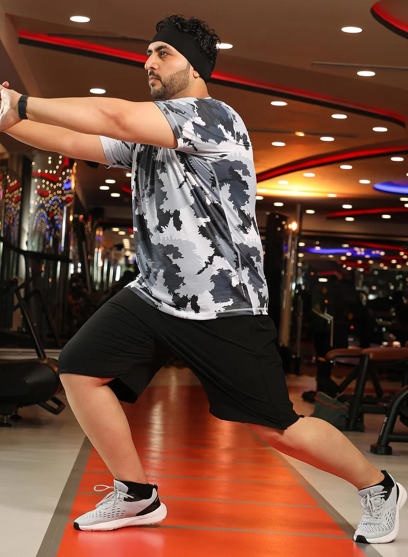 Instafab Plus Men's Moon Grey Camouflage Activewear T-Shirt
