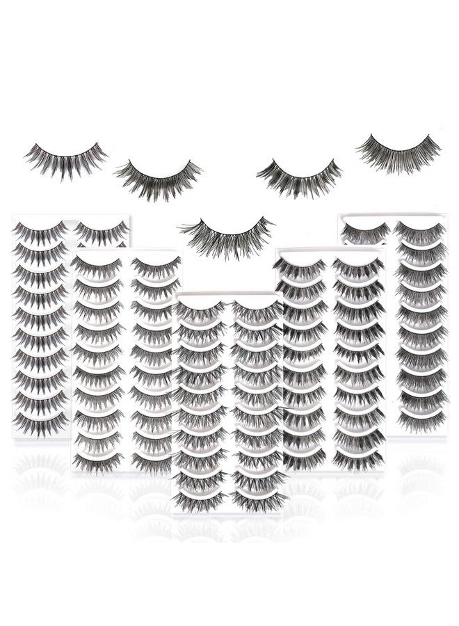 MUSELASH 50 Pairs 5 Styles Muselash False Eyelashes Set Professional 100% Handmade Natural Glamorous Demi Wispies Wispies Volume Multipacks Cotton Band 10 Pairs Eyes Lashes Each Style… - Image 1