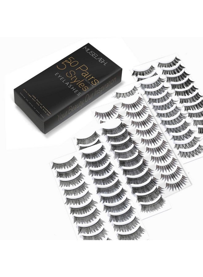 MUSELASH 50 Pairs 5 Styles Muselash False Eyelashes Set Professional 100% Handmade Natural Glamorous Demi Wispies Wispies Volume Multipacks Cotton Band 10 Pairs Eyes Lashes Each Style… - Image 5