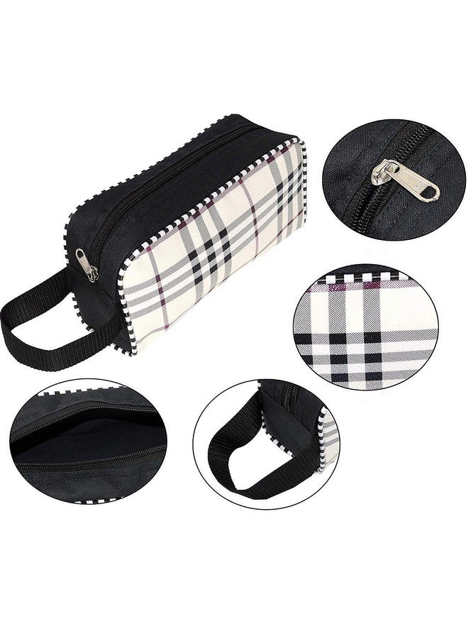 STACKRAID Polyester Set of 3 Difference Size Multipurpose Travel Pouch Toiletry Shaving Cosmetic Makeup Kit Zipper Stationary Case Pen/Pencil/Cosmetics Pouch (Black Checks) - Image 5