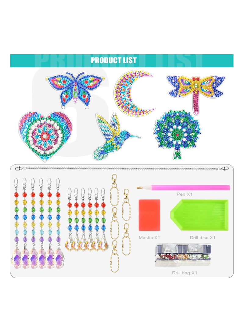 general Diamond Painting Sun catchers, Double Sided Design Diamond Art Kits, Window Hanging Diamond Painting Ornaments DIY Diamond Art For Adults, Teens, Kids, Boys And Girls (6Pcs) - Image 4