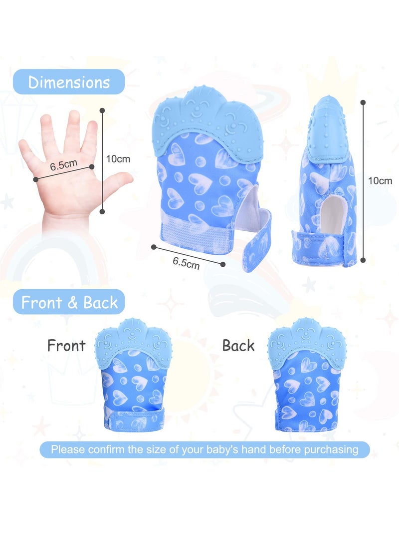 2 Pack Teething Mittens for Baby,Baby Teething Set, Teething Glove, Infant Soothing Pain Relief Mitt Baby Teether Mits for Baby（Blue）  - Image 2