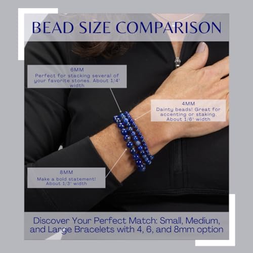 Cherry Tree Collection Natural Semi Precious Gemstone Beaded Stretch Bracelet 8mm Round Beads 7" (African Turquoise) - Image 5