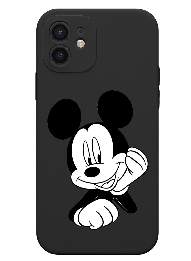 Theodor غطاء سليم مناسب للحماية سائل سيليكون مع حماية كاملة ضد الخدوش وصدمات لجهاز آيفون 12 أسود - نسخة قوية جداً - Image 1