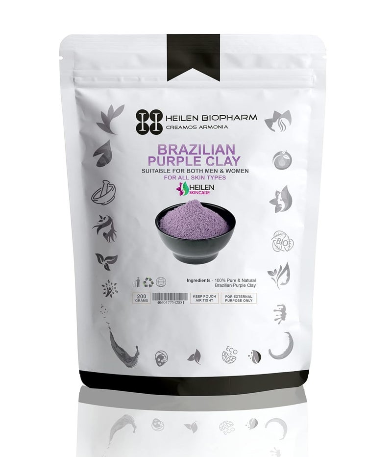 Heilen Biopharm Heilen Biopharm Brazilian Purple Clay Powder 100 g Pack of 1 For Skin Texture Improvement  - Image 1