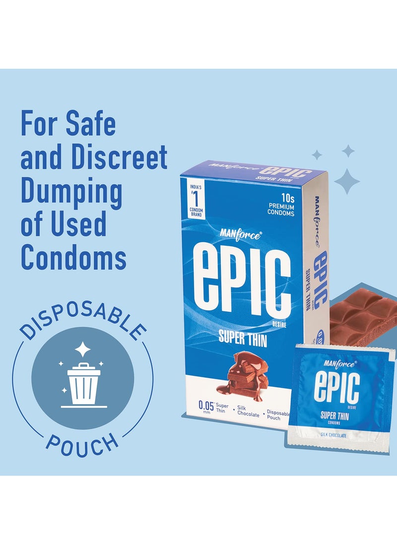 Manforce Epic Desire Super Thin Silk Chocolate Flavour 10s Premium Condoms  - Image 5