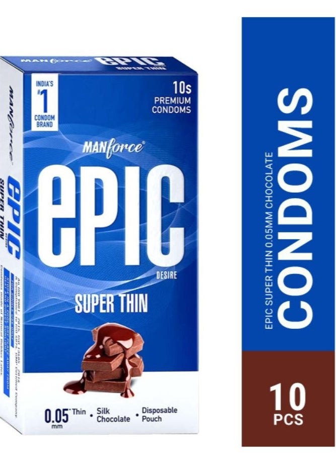 Manforce Epic Desire Super Thin Silk Chocolate Flavour 10s Premium Condoms  - Image 1