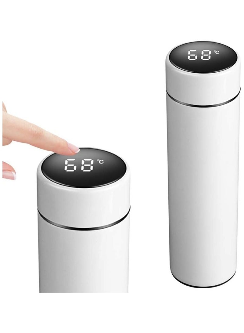 فيتاشيلي "زجاجة ماء مع عرض ذكي لدرجة الحرارة وعزل مفرغ - 500 مل باللون الأبيض، تحافظ على درجة حرارة مشروبك المثالية" - Image 1