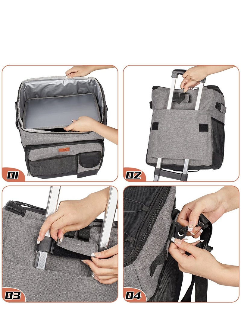 XiuWoo 35L Cooler with Wheels 60 Can Collapsible Rolling Cooler Soft Insulated Roller Cooler Portable Leak Proof Cooler Bag with Wheels and Handle for Camping Hiking BBQ Summer Beach Outdoor Activities  - Image 3