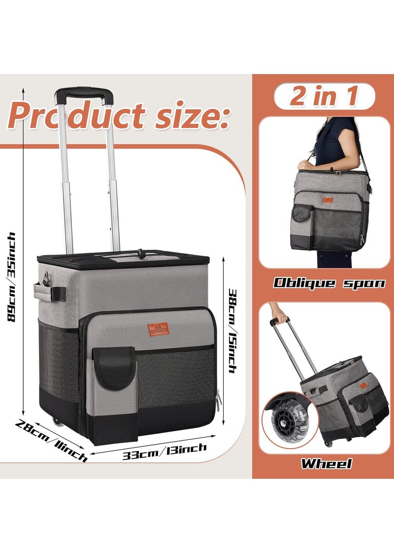 XiuWoo 35L Cooler with Wheels 60 Can Collapsible Rolling Cooler Soft Insulated Roller Cooler Portable Leak Proof Cooler Bag with Wheels and Handle for Camping Hiking BBQ Summer Beach Outdoor Activities  - Image 5