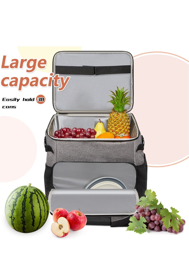 XiuWoo 35L Cooler with Wheels 60 Can Collapsible Rolling Cooler Soft Insulated Roller Cooler Portable Leak Proof Cooler Bag with Wheels and Handle for Camping Hiking BBQ Summer Beach Outdoor Activities  - Image 4