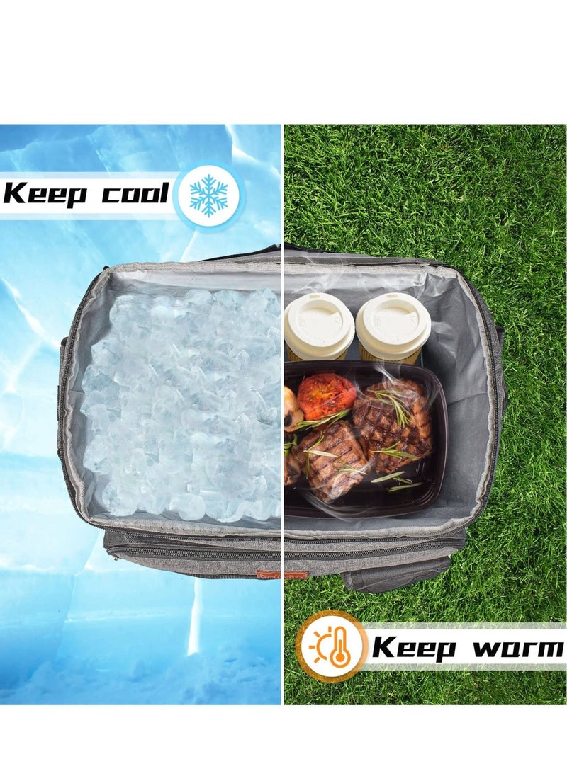 XiuWoo 35L Cooler with Wheels 60 Can Collapsible Rolling Cooler Soft Insulated Roller Cooler Portable Leak Proof Cooler Bag with Wheels and Handle for Camping Hiking BBQ Summer Beach Outdoor Activities  - Image 2