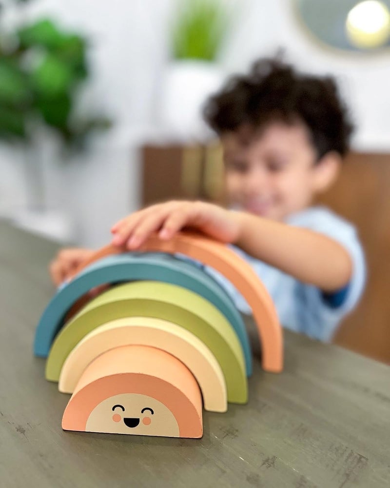 pearhead Wooden Stacking Toy, Rainbow - Image 2