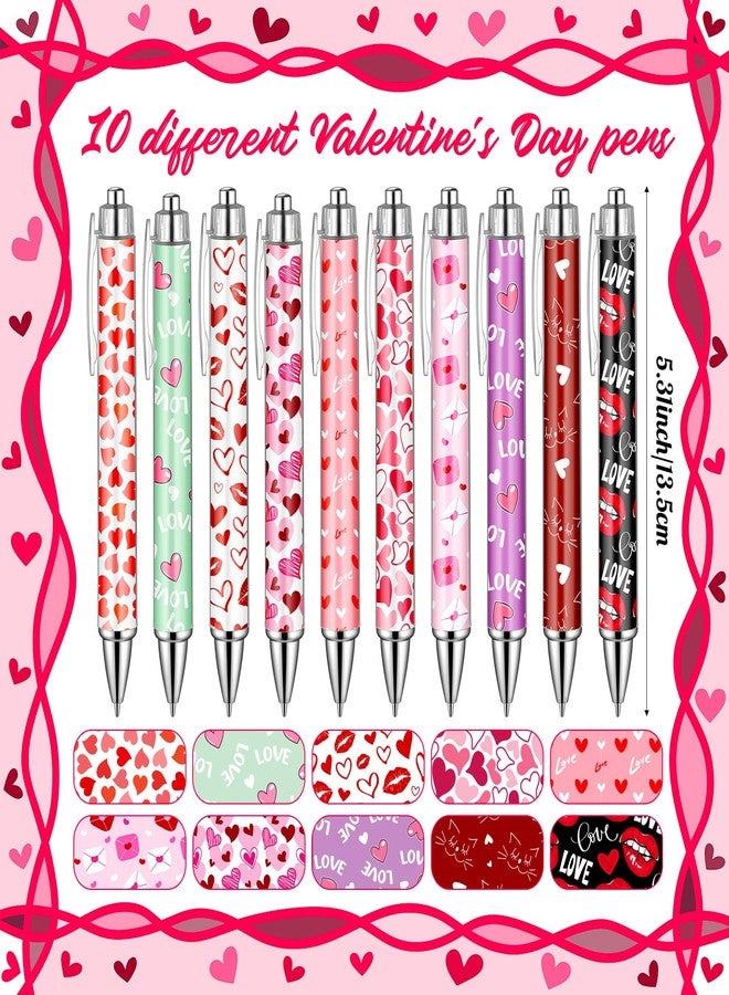 Tosstuki 50 Pcs Valentines Day Ballpoint Pens Bulk Retractable Heart Love Gel Ink Pens Cute Valentine Novelty Gift Smooth Writing Stationery Supplies for Women Aesthetic Office Gift - Image 2