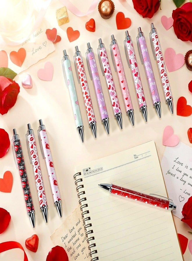 Tosstuki 50 Pcs Valentines Day Ballpoint Pens Bulk Retractable Heart Love Gel Ink Pens Cute Valentine Novelty Gift Smooth Writing Stationery Supplies for Women Aesthetic Office Gift - Image 3