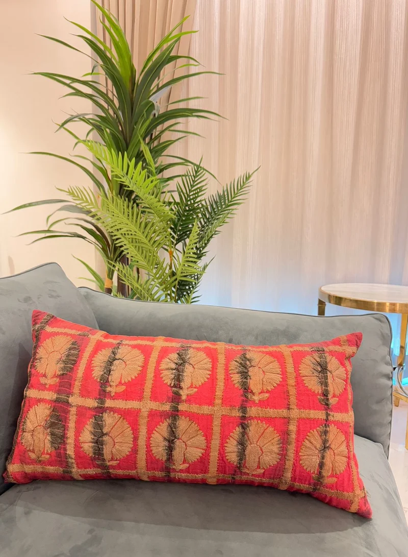 Tohfa Luxe Zohra Red long Decorative Cushion with Filler