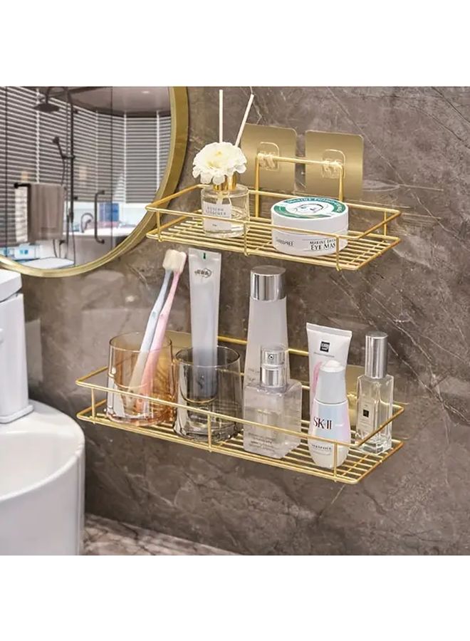 Large Golden Wall Mounted Bathroom Shelf No Drilling Required Organizer - Image 2