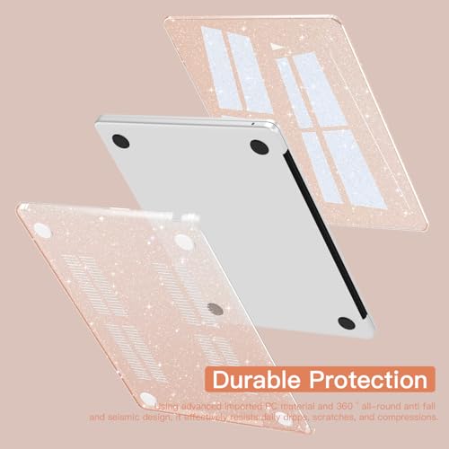 CISSOOK Cherry Pink Glitter Case for MacBook Air 13.6 inch 2026 2025 2024 2022 A3449 A3240 A3113 A2681, Bling Hard Shell Case with Keyboard Cover Screen Protector for MacBook Air 13 M2 M3 M4 M5 - Image 4