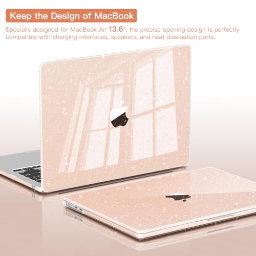 CISSOOK Cherry Pink Glitter Case for MacBook Air 13.6 inch 2026 2025 2024 2022 A3449 A3240 A3113 A2681, Bling Hard Shell Case with Keyboard Cover Screen Protector for MacBook Air 13 M2 M3 M4 M5 - Image 5